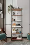 Walnut-kirjahylly 100% MDF, 60x173x30 cm, tyylikäs ja kestävä säilytysratkaisu kodin sisustukseen - Kirjahyllyt - 8684283348718 - 3