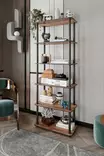 Walnut-kirjahylly 100% MDF, 60x173x30 cm, tyylikäs ja kestävä säilytysratkaisu kodin sisustukseen - Kirjahyllyt - 8684283348718 - 2