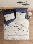 Yhden hengen pussilakanasetti Ranforce, tummansininen valkoinen, 160 x 220 cm, pehmeä, kestävä, hengittävä - Lakanat ja tyynyliinat - 8683742575078 - 2