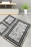 Ylellinen 3-osainen Kylpyhuonemattosetti - Antibakteerinen, Liukumaton, 100% Polyesteri, Konepestävä, 60x100cm, 50x60cm - Kylpyhuonematot ja kosteantilan matot - 8683342801638 - 1