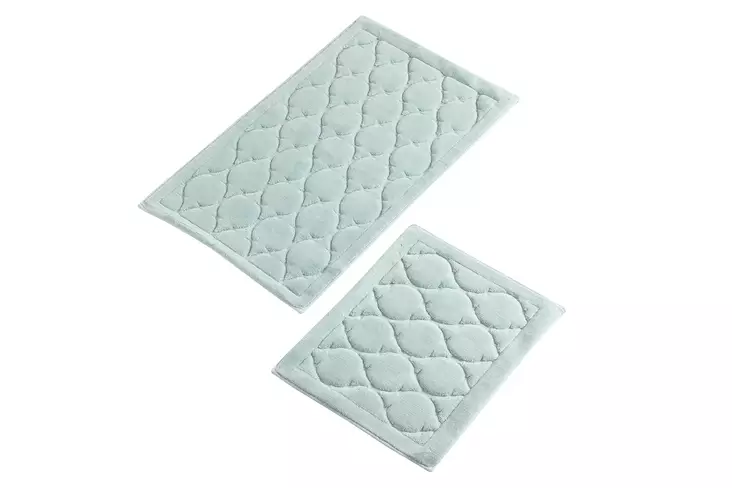 100% Puuvillainen Antibakteerinen Kylpyhuonemattosetti Minttu, 2-osainen, Koko 50x60 cm ja 60x100 cm, Konepestävä - Kylpyhuonematot ja kosteantilan matot - 8681875010398 - 1