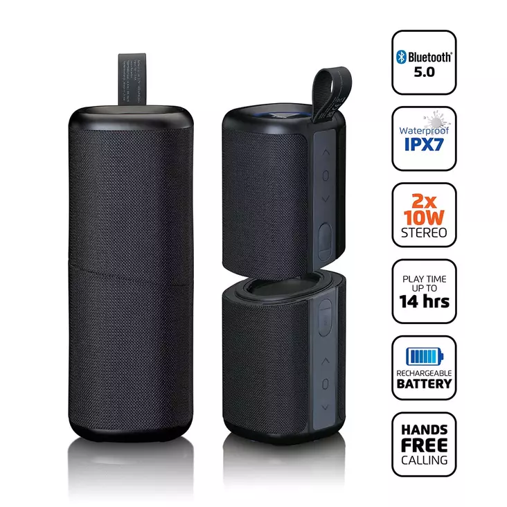2-in-1 2x10W TWS Bluetooth® 5.0 kaiuttimet IPX7 - Bluetooth kaiuttimet - 8711902072218 - 1