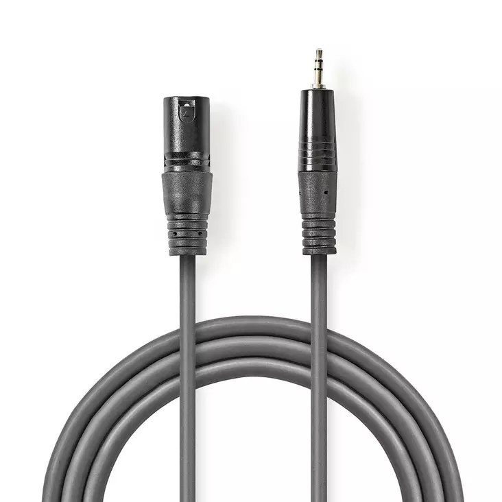 Balansoitu Audiojohto | XLR 3-Pin uros | 3.5 mm uros | Niklattu | 3.00 m | Pyöreä | PVC | Tummanharmaa | Pahvikotelo - Audiokaapelit - 5412810295838 - 1