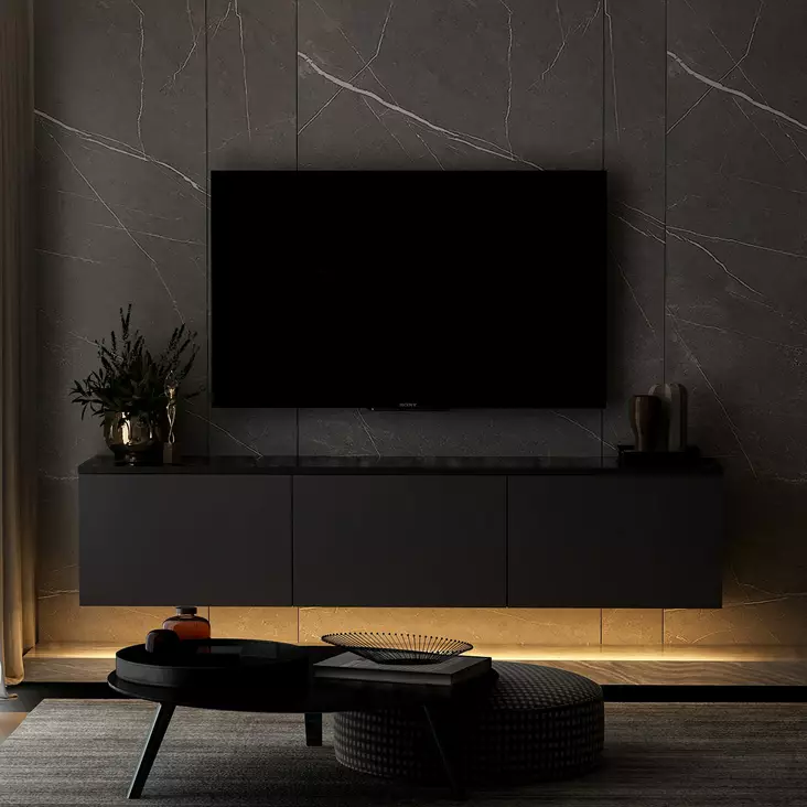 TV-taso, antrasiitti, 160cm x 35cm x 32cm, kestävä, tilava, monikäyttöinen - TV-tasot - 8683743528028 - 1