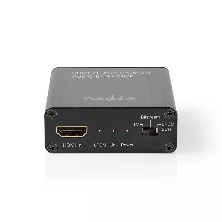 HDMI Erotin | HDMI Input | TosLink Female / 1x 3.5 mm / 1x HDMI Output | Maksimi kuvantarkkuus: 4K@60Hz | 18 Gbps | Metalli | Antrasiitti | Pakkaus - Videomuuntimet - 5412810319978 - 1