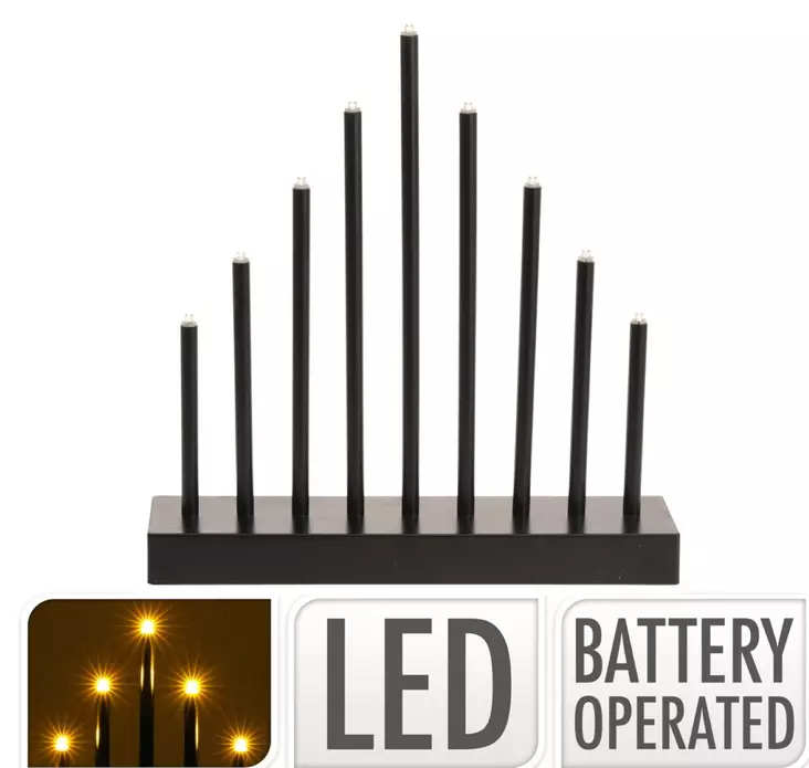 Kynttelikk=C3=B6 9 Led musta - Kyntteliköt - 8719202773958 - 1