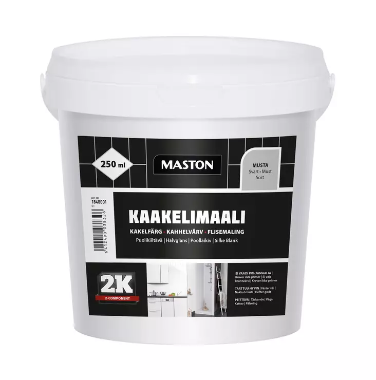 Maali 2K Kaakeli Musta 250ml - Sisämaalit - 6412490038328 - 1