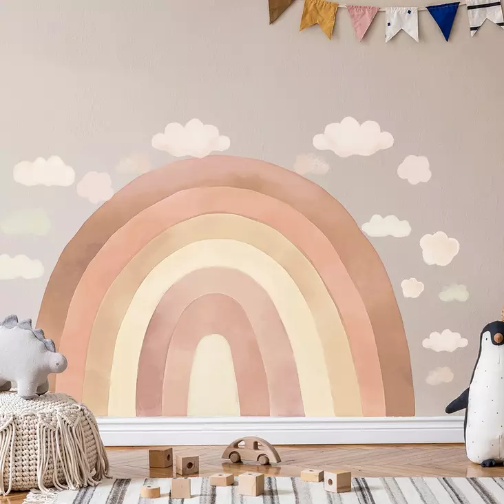 Pastelowe Sateenkaari-sisustustarra 134x90cm, beige - Sisustustarrat ja tapetit - TN-225788 - 1