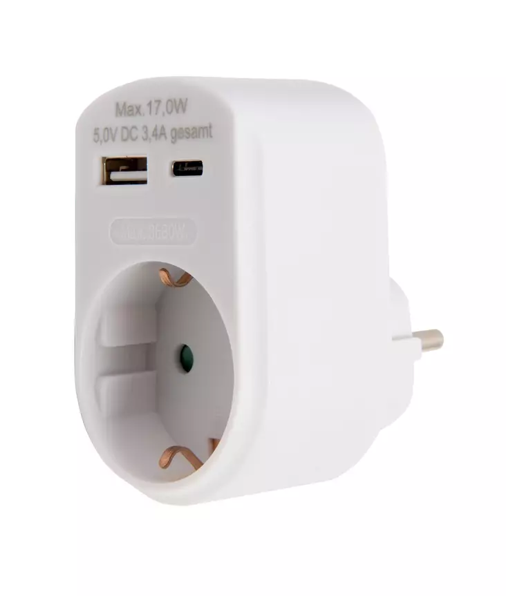 Roosa nauha pistoke Schuko 230V  USB-A - Pistorasiat ja kytkimet - 6435200300188 - 1