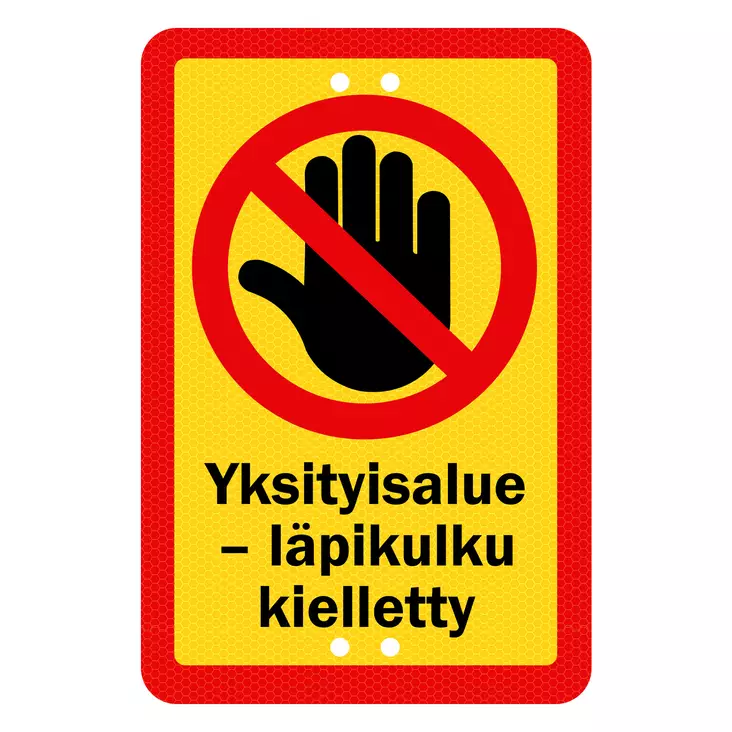 Sekure 2mm 20x30cm alumiinikyltti "Yksityisalue - läpikulku kielletty" - Opaste- ja varoituskyltit - 6438014353708 - 1