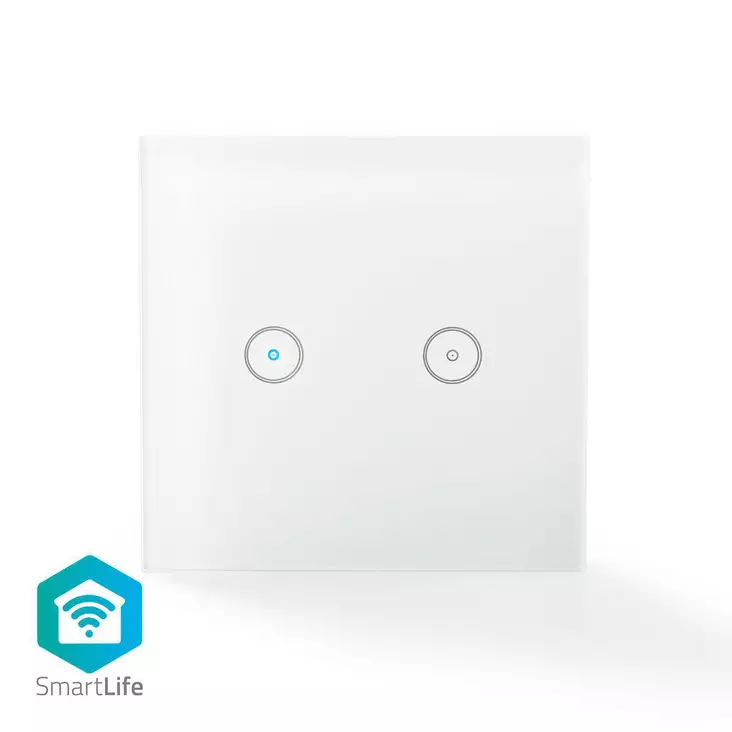 SmartLife Seinäkytkin | kaksois | Seinäkiinnitys | 1000 W | Android / IOS | Lasi | Valkoinen - Kytkimet - 5412810271788 - 1