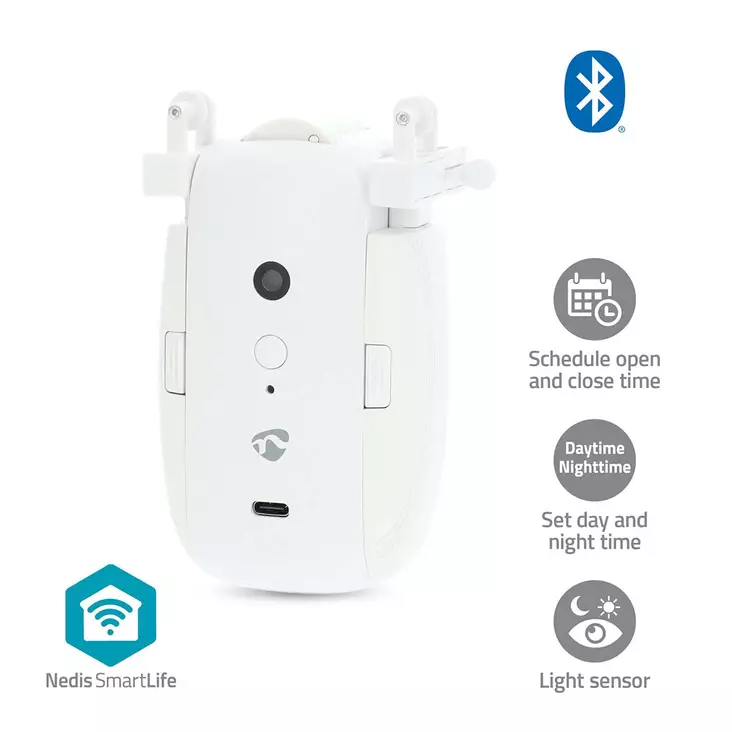 SmartLife Verho Robotti | I-Kisko / U-Kisko | Verhot | Paristokäyttöinen / USB Virta | 4000 mAh | Bluetooth® | Valkoinen - Muu automaatio ja etäohjaus - 5412810419708 - 1