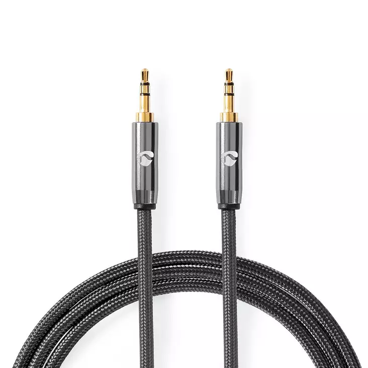 Stereoäänikaapeli | 3.5 mm uros | 3.5 mm uros | Kullattu | 5.00 m | Pyöreä | Gun Metal Harmaa / Harmaa | Laatikko kannella ja ikkunalla - Audiokaapelit - 5412810318988 - 1