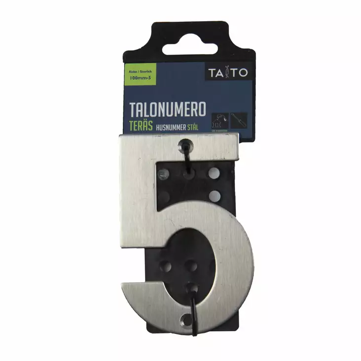 Talonumero 5 100 mm harjattu ter=C3=A4spinta - Postilaatikot ja talonumerot - 6416096538718 - 1
