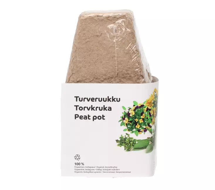Turveruukku 8x8 cm 10kpl nelikulma - Ruukut - 6410411009648 - 1
