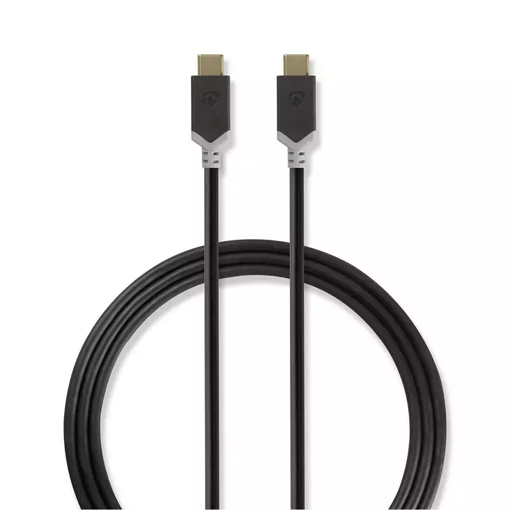 USB kaapeli | USB 3.2 Gen 2 | USB-C Uros | USB-C Uros | 100 W | 10 Gbps | Kullattu | 1.00 m | Pyöreä | PVC | Antrasiitti | Ikkunallinen laatikko - Tietokone ja verkko - 5412810263608 - 1