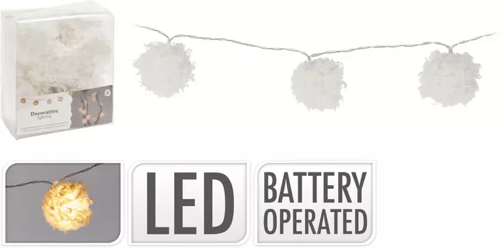 Valosarja PomPom 10led lämmin valkoinen - Valosarjat - 8720573324038 - 1