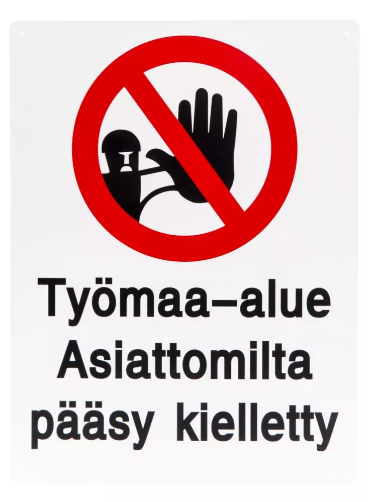 Varoitusmerkki Työmaa-alue Asiattomilta pääsy kielletty - Opaste- ja varoituskyltit - 6430050628468 - 1
