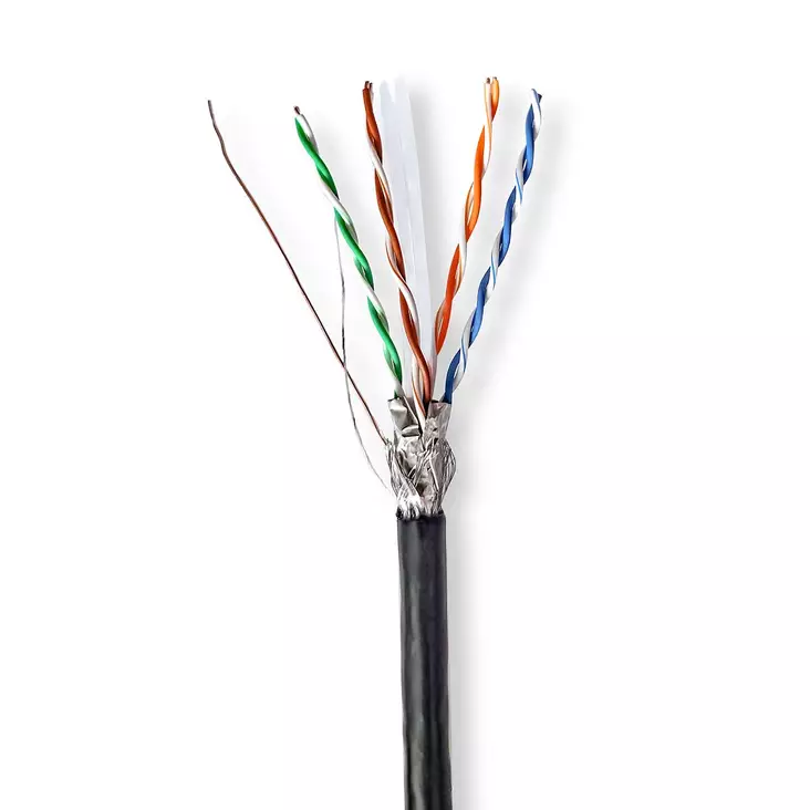 CAT6 verkkokaapelin rulla | Solid | S/FTP | CCA | 305 m | Ulkokäyttöinen | Pyöreä | PE | Musta | Vetolaatikko - Tietokone ja verkko - 5412810402038 - 10