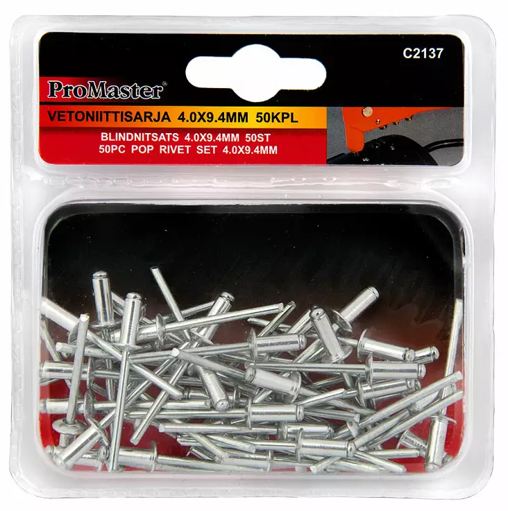 Vetoniittisarja 4.0 x 7.4mm 50kpl - Niitit - 6420286821368 - 1