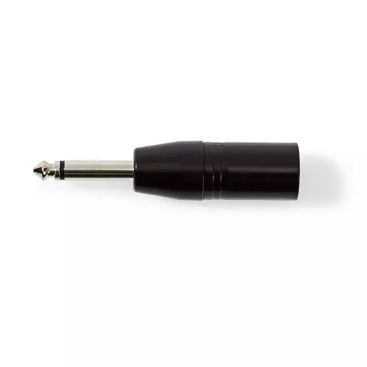 XLR adapteri | XLR 3-Pin uros | 6.35 mm uros | Niklattu | Suora | Metalli | Musta | 1 kpl | Muovipussi - Audioadapterit - 5412810296248 - 1
