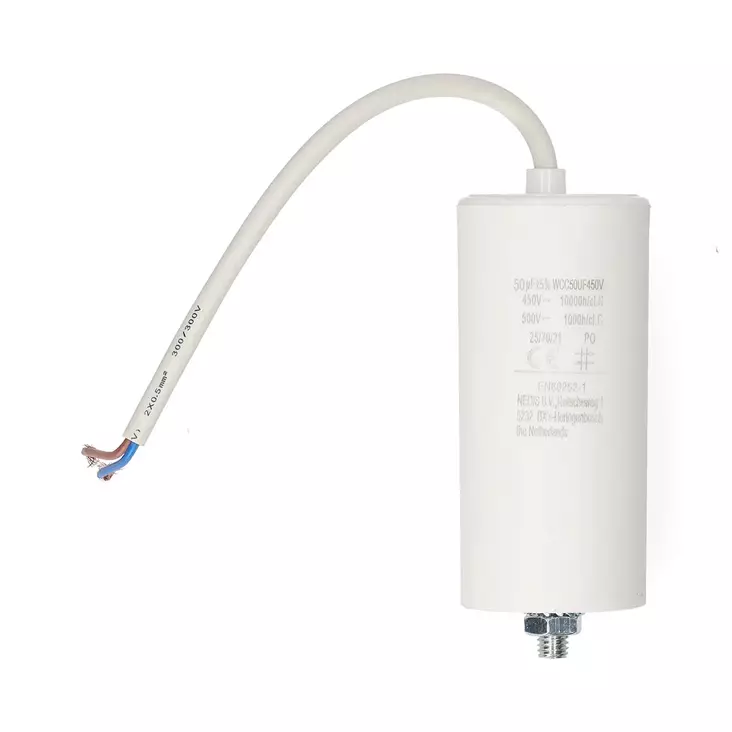 Kondensaattori | 50 uF | 450 V | Johdin johto | 10 kpl - Varaosat - 5412810477388 - 30