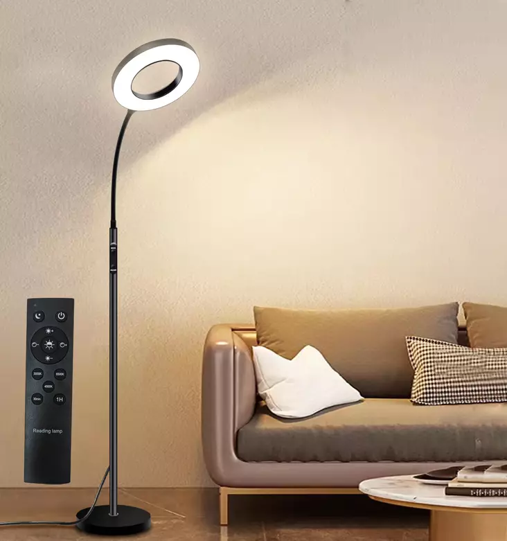 Lattialamppu 12W Saranda musta Led Energie - Himmennettävä, kaukosäätimellä - Lattia- ja pöytävalaisimet - 6418536031308 - 1