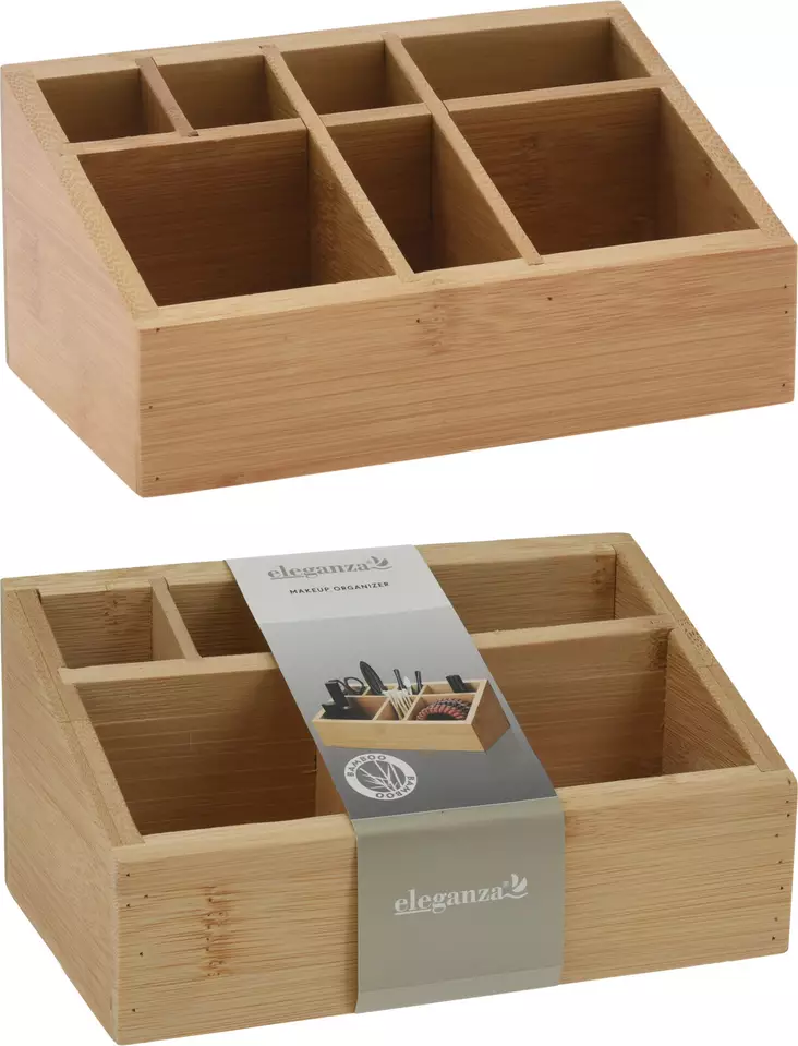 Bambuinen meikkijärjestelijä, 5 lokeroa, eleganza-design - Säilytyslaatikot ja korit - 8720573658928 - 1
