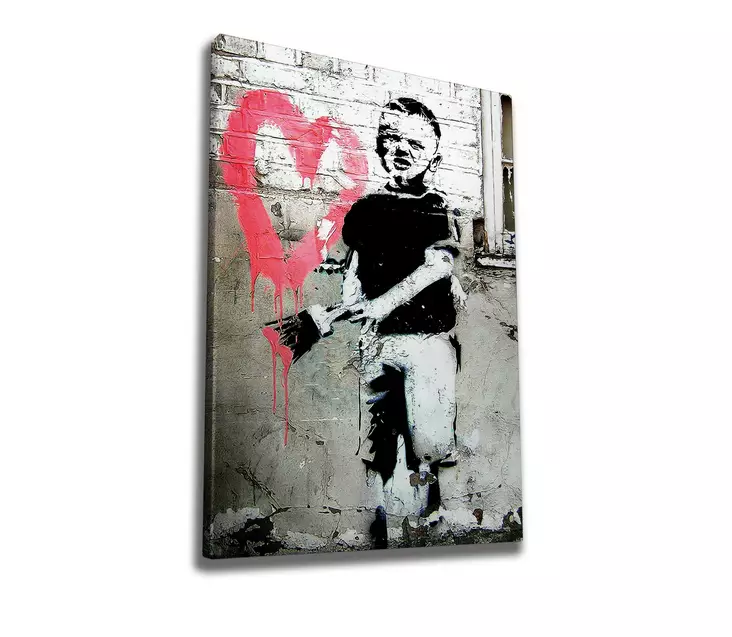 Banksyn Monivärinen Koristeellinen Canvas-taulu 50x70 cm - Puukehys 2x3 cm - 50% Puuvilla/50% Polyesteri - Taulut ja kehykset - 8683342478748 - 1