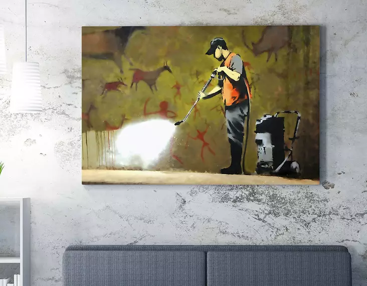 Banksyn Monivärinen Koristeellinen Canvas-taulu 50x70 cm - Puukehys 2x3 cm - 50% Puuvilla/Polyesteri - Taulut ja kehykset - 8683342788748 - 1