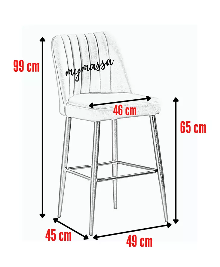 Bar Stool Setti 4 kpl - Tyylikäs ja Kestävä - 100% Melamiinipinnoitettu - Laadukas Polyesterikangas - Metallijalat - Baarijakkarat - 8683742879718 - 1