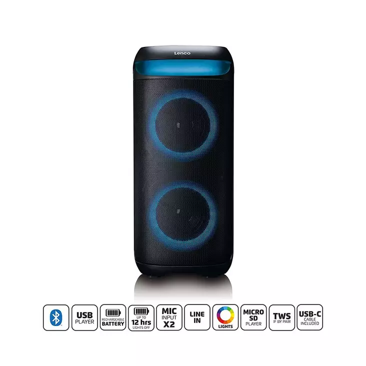 Bluetooth®-kaiutin, jossa on sisäänrakennetut valot - Bluetooth kaiuttimet - 8711902092018 - 1