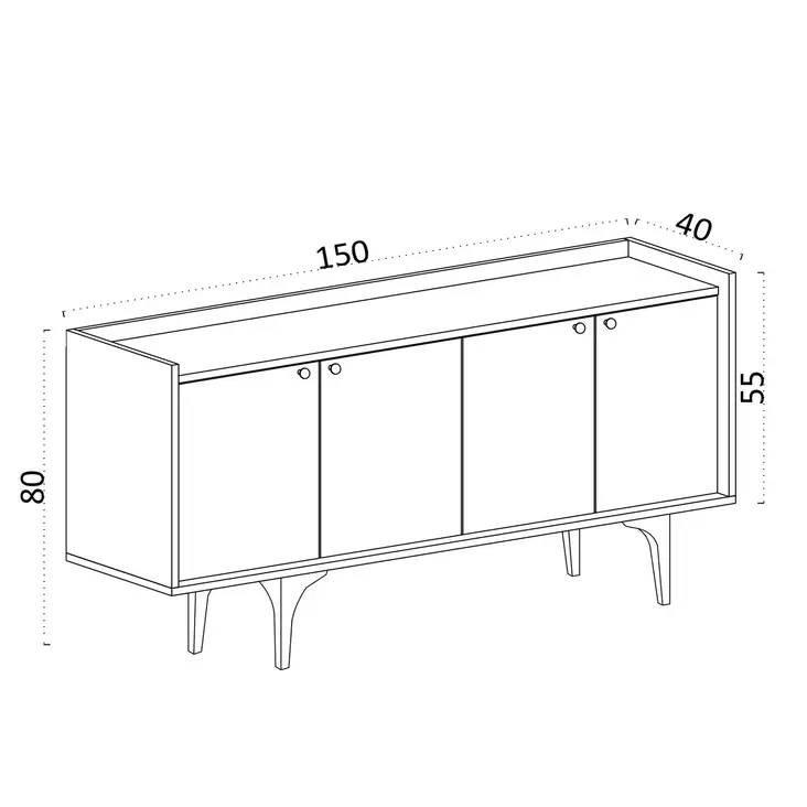 Carrara Marmori Konsoli - 100% Melamiinipinnoitettu, Antibakteerinen, Leveys 150 cm, Korkeus 80 cm, Syvyys 40 cm - Lipastot ja senkit - 8684282985068 - 1