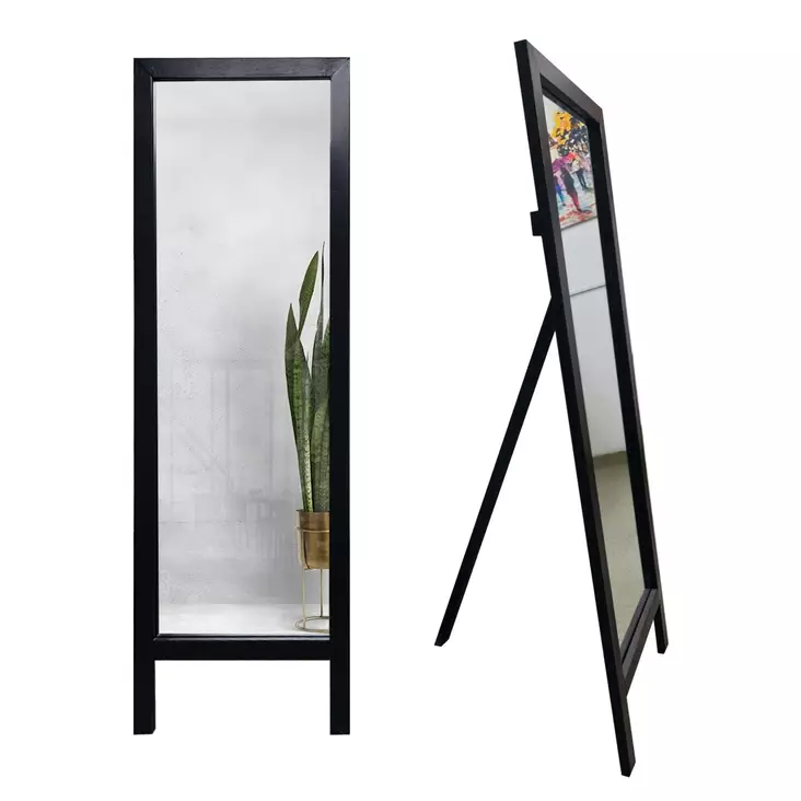 Cheval-peili Musta 100% Puu 45x145 cm Seinään Kiinnitettävä 2 cm Kehys 4 mm Peili 1 Paketti - Peilit - 8684282295648 - 1