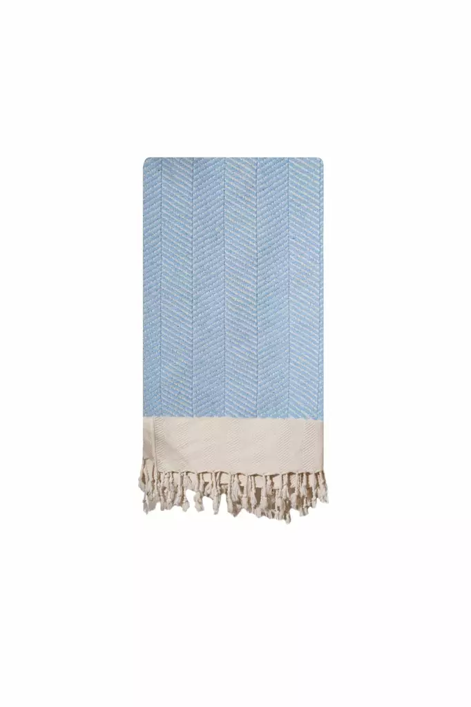 Fouta Rantapyyhe, Kylpyhuone, Vaaleansininen, 90% Puuvilla 10% Polyesteri, 310 g/m², 90x180 cm, Konepestävä 30°C - Pyyhkeet ja kylpytakit - 8684283207848 - 1