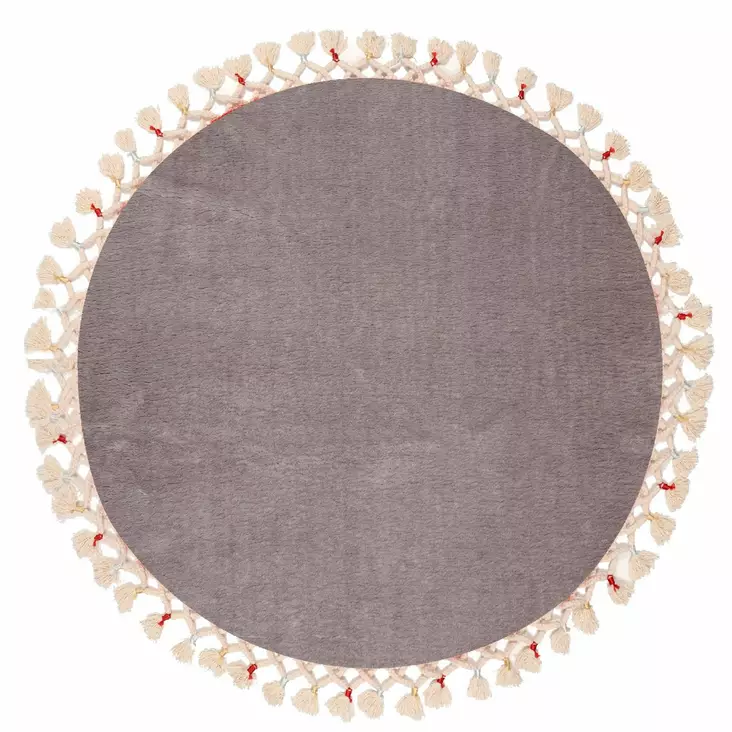 Harmaa 100 cm Kylpyhuonematto - 100% Akryyli, Antibakteerinen, Konepestävä, Liukumaton, Helppohoitoinen, 3 cm Nukka - Pyöreät matot - 8683342422048 - 1