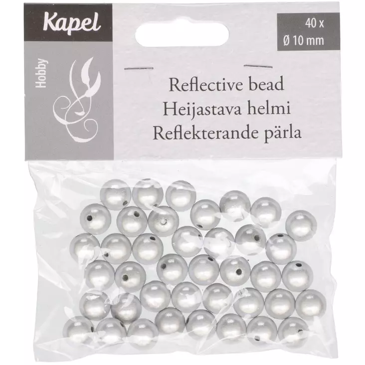 Heijastava helmi 10 mm 40kpl valkoinen - Askartelumateriaalit ja tarvikkeet - 6410416086408 - 1