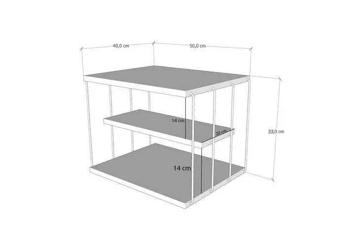 Kaksitasoinen Sivupöytä - Keltamusta - 100% Melamiinipinnoitettu Lastulevy - 18mm - Metallirunko - 50x33x40cm - Sivu- ja apupöydät - 8682870286238 - 1