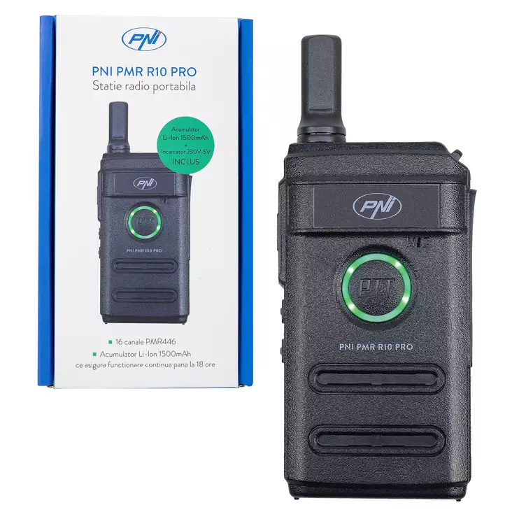 Kannettava PNI PMR R10 PRO radioasema, 446 MHz, 0,5 W, 16 ohjelmoitavaa kanavaa, 16 PMR ja 50 CTCSS ja 104 DCS-ääntä, näyttö, skannaus - Radiopuhelimet ja megafonit - 5949066522048 - 1