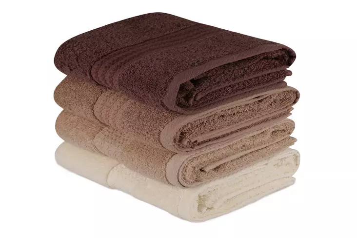 Käsipyyhesetti (4 kpl), kerma beige ruskea, 50 x 90 cm, pehmeä, imukykyinen, kestävä - Pyyhkeet ja kylpytakit - 8681181150368 - 1