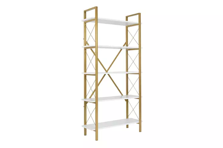 Kirjahylly, valkokulta, 90 cm leveä, 180 cm korkea, kestävä - Kirjahyllyt - 8684283439928 - 1