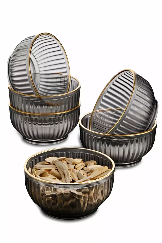 Kulhosetti (6 osaa), savunharmaa, 10 x 10 x 5 cm, tyylikäs, kestävä, näyttävä - Tarjoiluastiat - 8683342786058 - 1