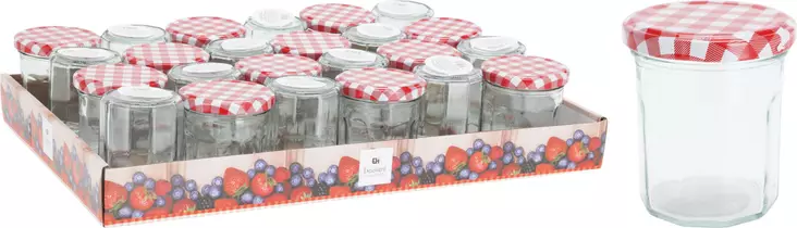 Lasinen säilykepurkki 190 ml punavalkoinen metallikansi - Ruoan pakastus ja säilöntä - 8721037067928 - 1