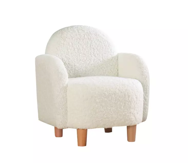 Lasten Nojatuoli, valkoinen, Koko: 51 cm x 47 cm, pehmeä, mukava - Nojatuolit - 8683342843638 - 1