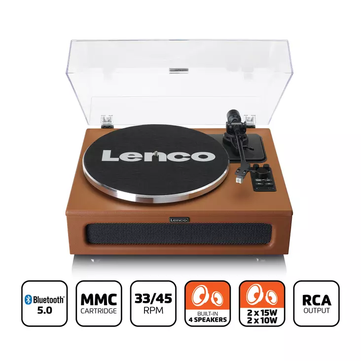 Levysoitin Bluetooth MMC 4 kaiuttimet sisäänrakennettu Brown - Levysoittimet ja neulat - 8711902069638 - 1