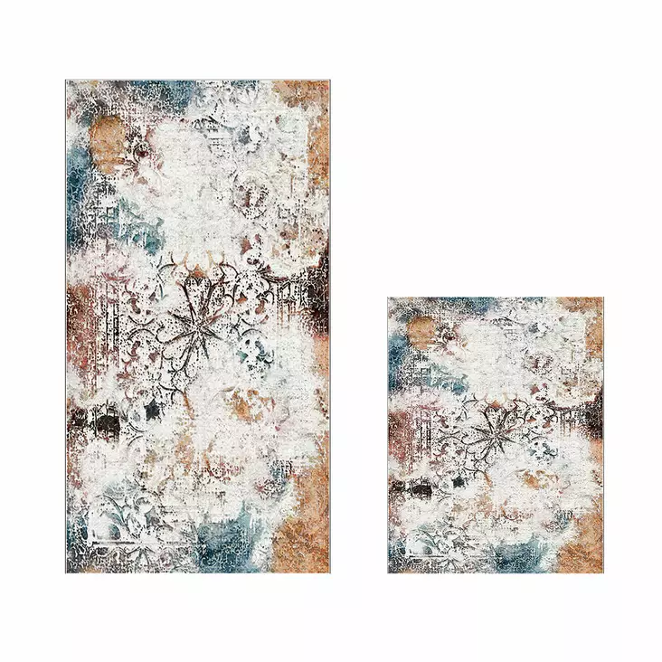 Luxus Kylpyhuonemattosetti (2 kpl), monivärinen, 50 x 60 cm, 60 x 100 cm, pehmeä, liukumaton, antibakteerinen - Kylpyhuonematot ja kosteantilan matot - 8683342421348 - 1