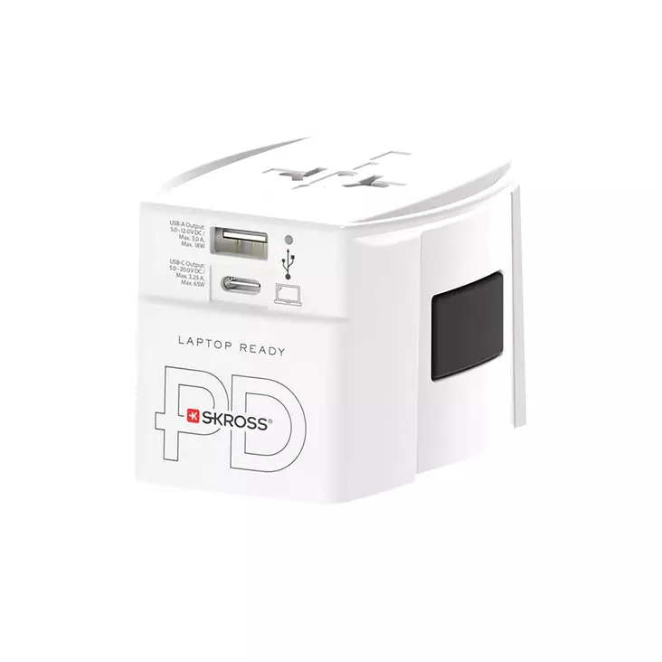 Matkasovitin 2-napainen maailmanlaajuinen matkasovitin, jossa on integroitu kaksois-USB-laturi (1x USB C & 1 x USB) 65 watin virransyöttöteho -  - 19-19-7640166328308 - 15
