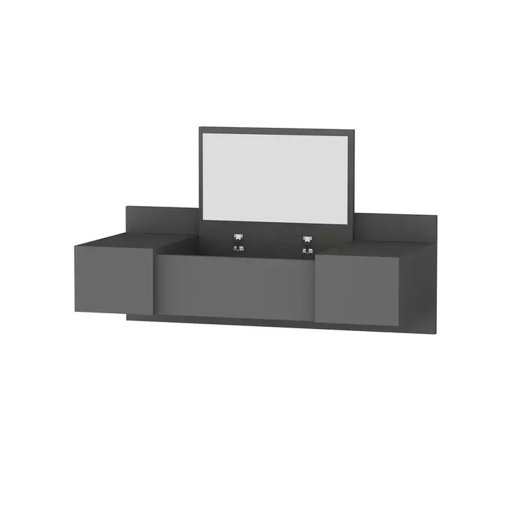 Meikkipöytä Anthracite 100% Melamiinipinnoitettu Peili Sisältyy 100x33x39,1 cm Kiinnitettävä Seinään 18 mm - Meikkipöydät - 8682870728578 - 1