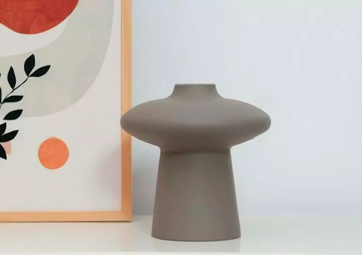 Minkinvärinen Keraaminen Maljakko - 100% Keraaminen, Koko 19x19x20 cm - Tyylikäs Sisustuselementti Kodin Koristeluun - Kukka-amppelit ja maljakot - 8684282979678 - 1