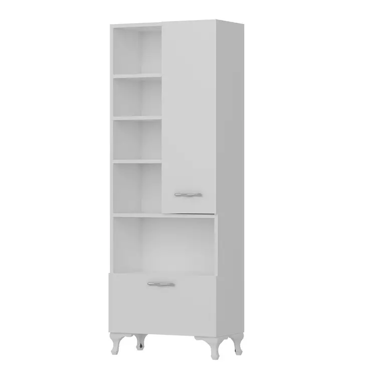 Monikäyttöinen Kaappi - Valkoinen, 100% Melamiinipinnoitettu Lastulevy, 18 mm, 60x163,6x31,5 cm, Useita Hyllyjä - Kaapit ja lipastot - 8681181980668 - 1